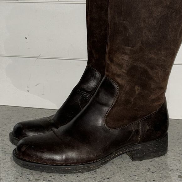 BORN Laguna Tall Leather Knee High Riding Boots w/ Drawstring Dark Brown Size 7 - Picture 2 of 9